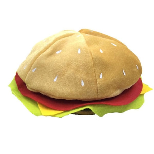 Hamburgerhat til voksne, sød, sjov, realistisk, behagelig, elastisk, kostumetilbehør, blød, mænd, kvinder, fastfood (FMY)