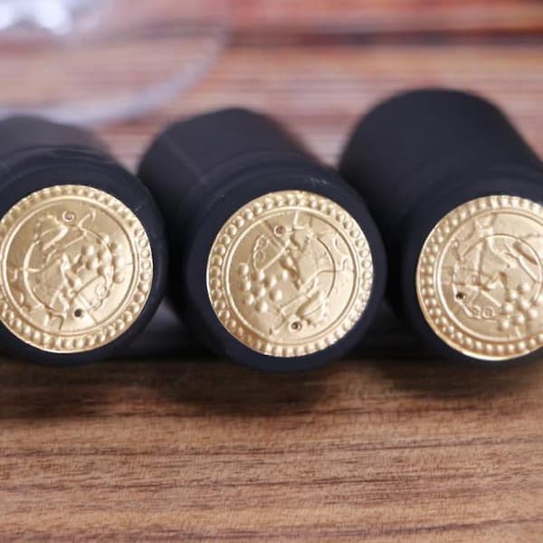 100 st Krympslangar för Vinflaskor, Värmeförseglande Lock (FMY) Black 100pcs