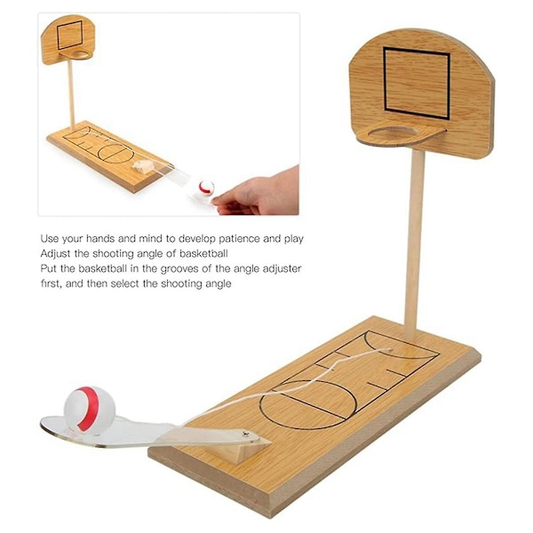 Puinen Sormikoripallopeli - Peli, Mini Työpöytäkoripallopeli, Hauska Koripallopeli, Urheilulelulahjat (FMY) Wood Color