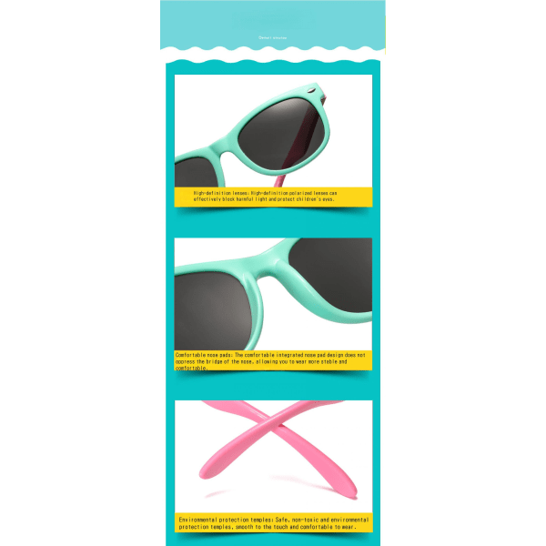 Fleksible gummipolariserte solbriller for barn (FMY)