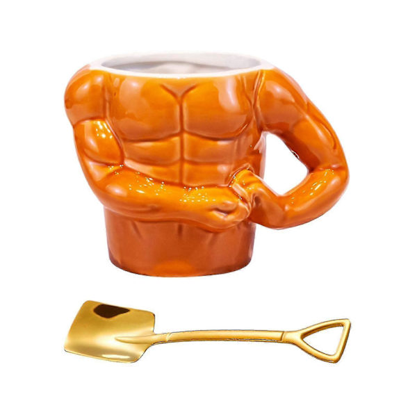 Keramisk Kaffe Kops Muskel Bryst Muskel Bryst Til Fars Dag Køkken (FMY) Mug and Flat Spoon 13 x 15.5cm