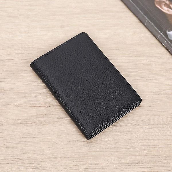Ultraohut Uusi Nahkainen Korttipidin Miesille Ohut Taittuva Pankki- ja Luottokorttipidin Pieni Miesten Lompakko RFID-ID-Korttipidin (FMY) Black
