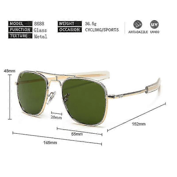 Flygsolglasögon för Män Kvinnor Utomhus Körglasögon Pilot Amerikansk Armé Militär Optiska Ao Solglasögon Glasögon Oculos De Sol  (FMY) sliver-gray Original Box