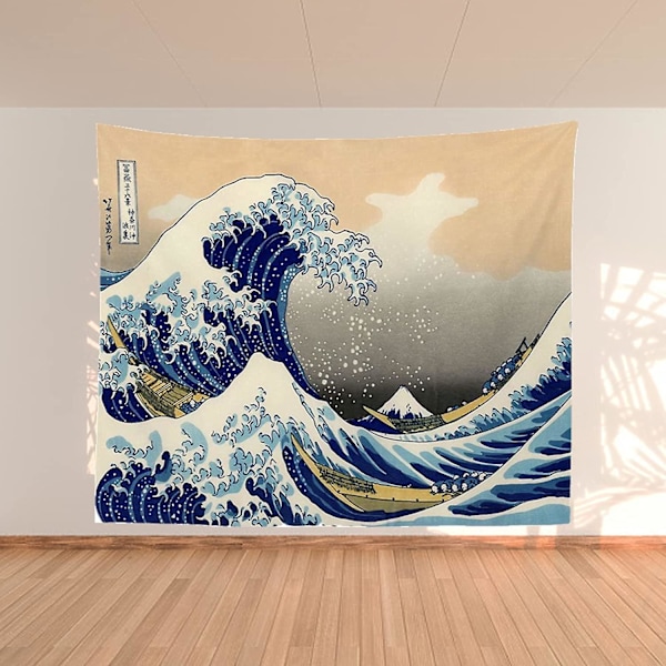 Japansk Ukiyo-e Tapet Væghængning Stor Bølge Kanagawa Vægtapet Kunst Hjem Decor Til Stue Soveværelse Sengeside Kollegium (51.2 X 59.1 Tommer (FMY)