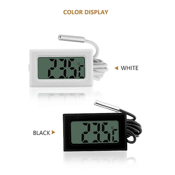 Digital LCD Termometer Temperaturmätare med Vattentät Sensorprob (FMY) white
