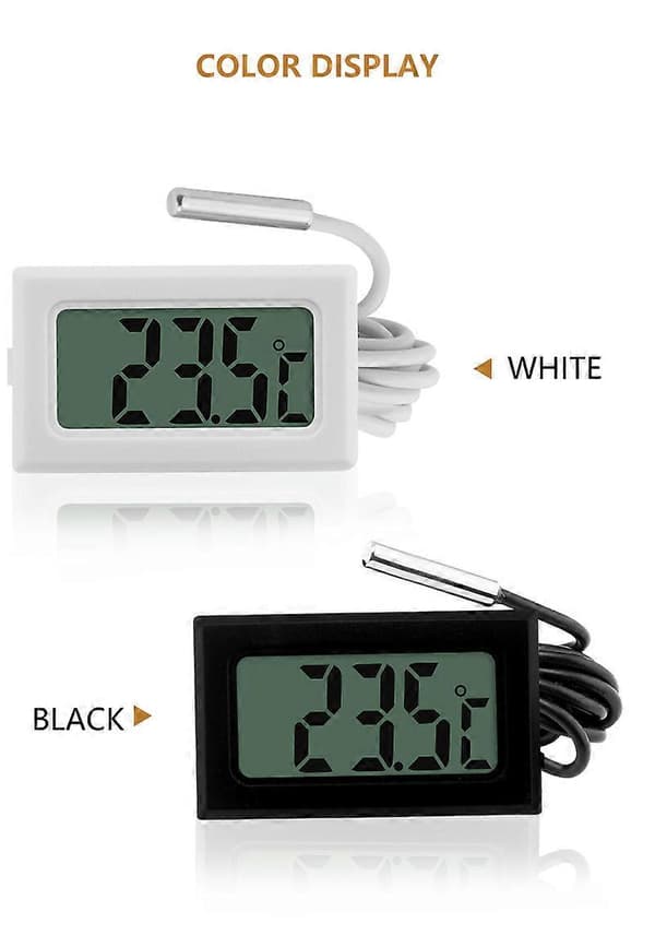 Digitalt LCD Termometer Temperaturmåler med Vanntett Sensorprobe (FMY) white
