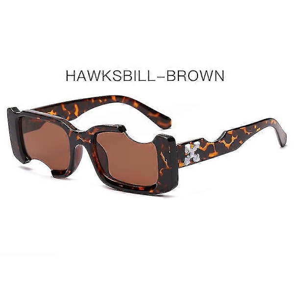 Hip-hop Firkantede Solbriller Kvinner Menn Off Notch Hull Design Hvite Solbriller Blå Damer Vintage Shados Briller Uv Beskyttelse_LL_a05 (FMY) Leopard Tea