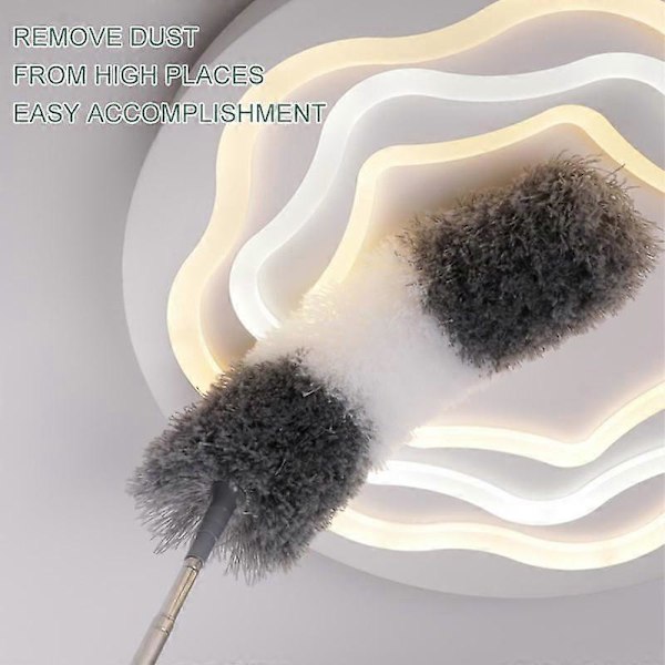 Clean Home Mikrofiber Teleskopisk Dammvippa Utdragbar Rengöringsdammvippa Dammborste Fjäderdammsvippa (FMY) gray