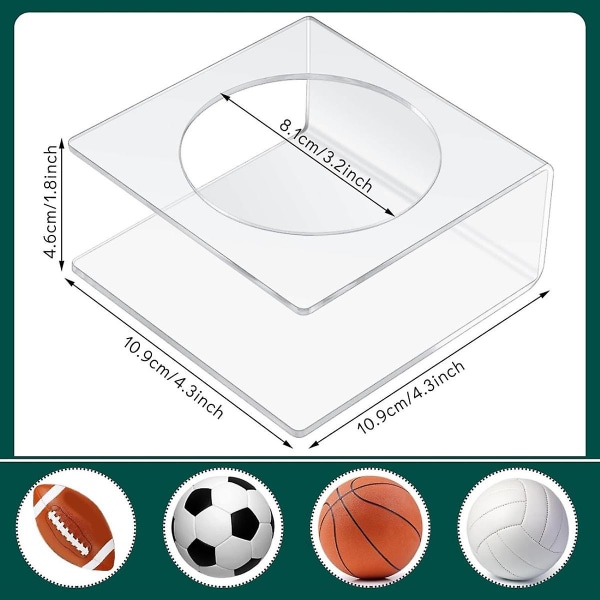 4 stk Fotballstativ Display Clear Display Stand Fotball Akryl Fotballholdere For Basketball Fotball Fotball (FMY)