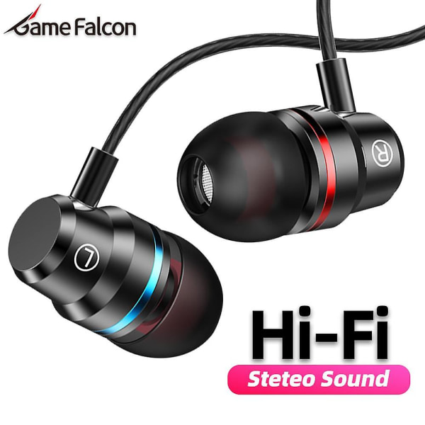 Høykvalitets metallkabel opptakshodesett 3,5 mm Hifi Bass Stereo Sportsmusikk-øretelefoner med mikrofon for Xiaomi Hu Iphone (FMY) Black