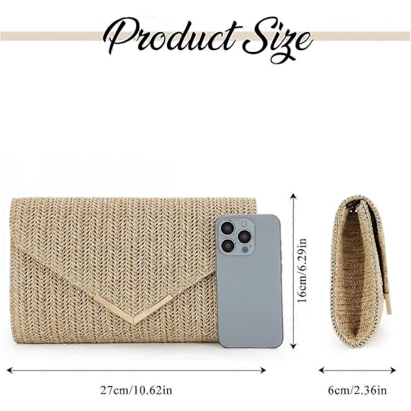 Stråväska Clutch Raffia Rattan Sommarväska Vävda Strandväskor för Kvinnor Bröllop Semester Resa Party 2024 (FMY) Nature