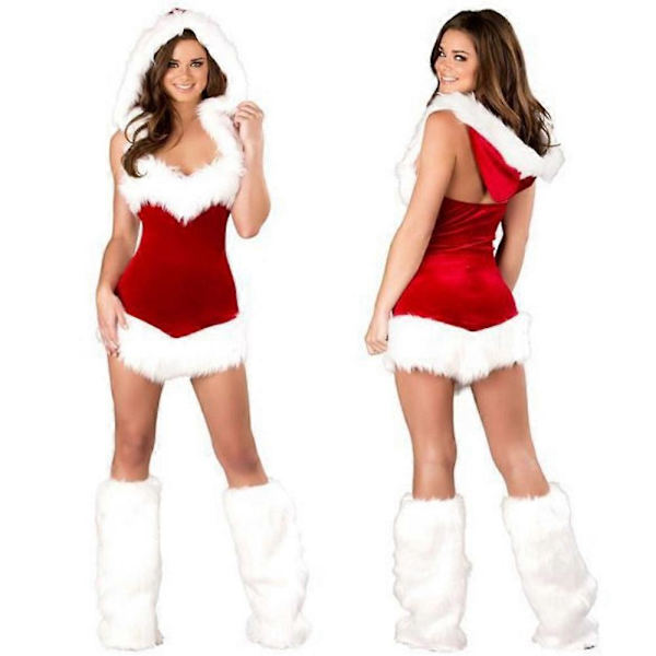 Jultema-Outfit för Kvinnor från Mean Girls Filmen - Plattformsscenkläder, Långärmad/Ärmlös Kort Klänning med Hatt, Jultema Kostym (FMY) D