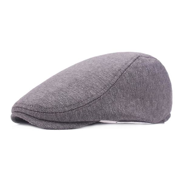 1 st bomullsmössor herr dam hatt mjuk casual basker enfärgad unisex retro hatt  (FMY) Dark gray one size