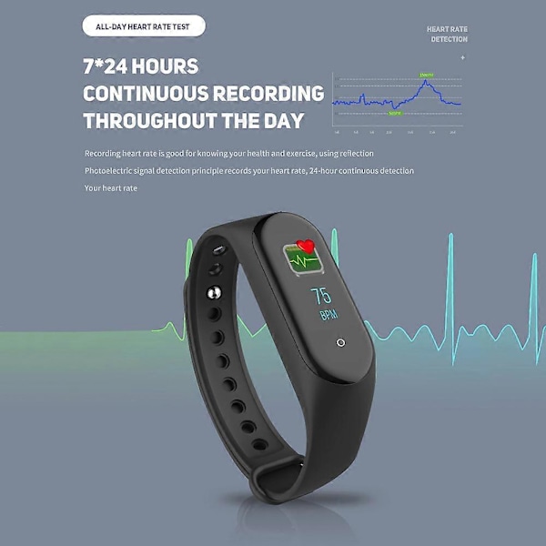 M4 Smartklocka Män Kvinnor Fitness Smart Armband Sportband Pulsmätare Blodtrycksmätare Vattentät Multifunktionella Klockor (FMY) Blue