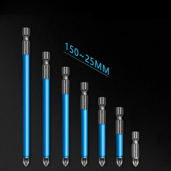 7 stk./sæt 25-150mm Kryds Anti-slip Bits Ph2 Anti Slip Elektrisk Skruetrækker Bit Magnetiske Håndværktøjs Bits Præcision Hex Skaft (FMY)