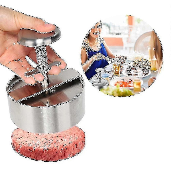 Burgerpresse, Hamburgerpresse i rustfrit stål, Justerbar hamburgerbøfformer 1 stk. (FMY)