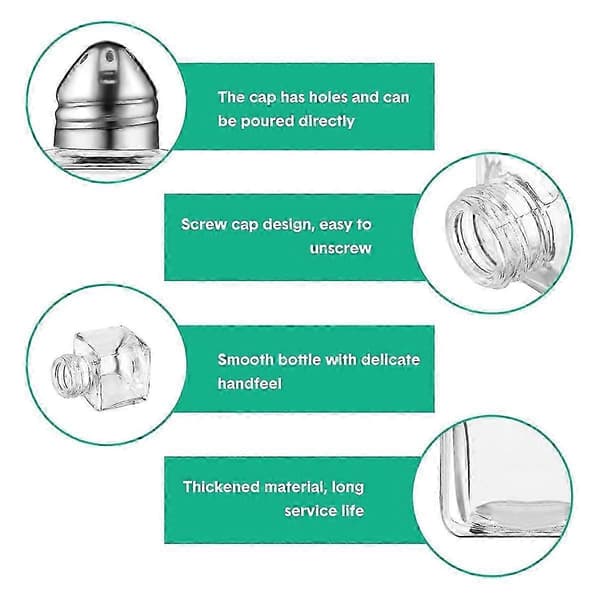 Mini Salt- og Pepperstrøere Klare Krydderstrøere Små Krydderstrøere Transparente Krydderstrøere (FMY) Silver