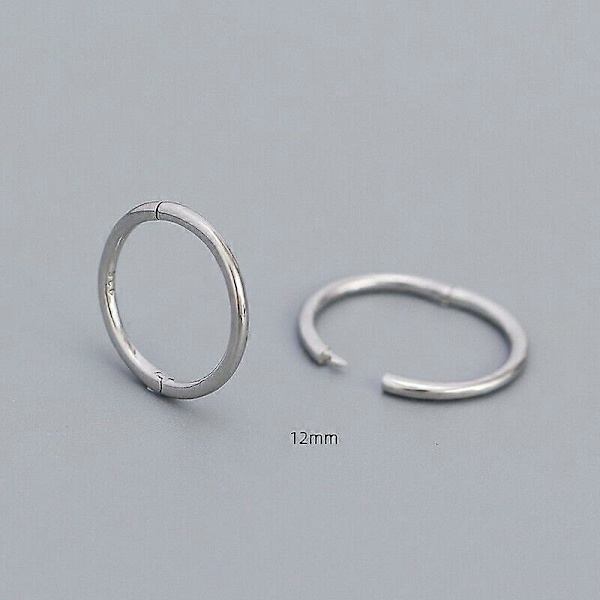 Sølv 925 Massivehængte Hoopsølvøreringe Vælg 6mm, 8mm, 10mm, 12mm (FMY)