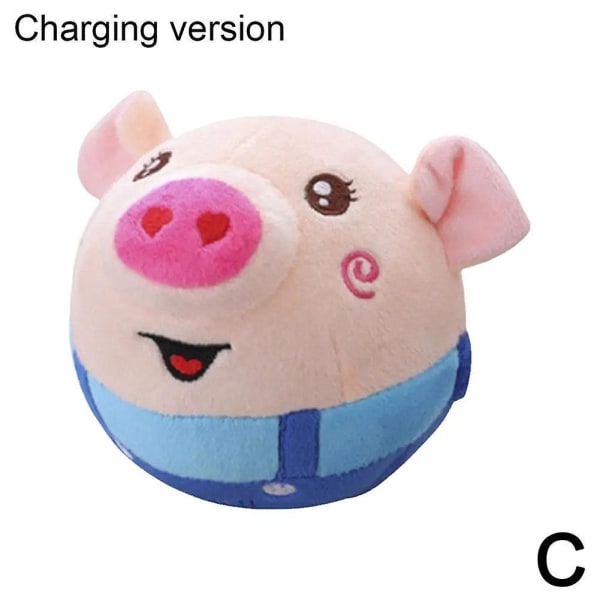 Sähköinen pehmolelu, hyppäävä possu , baby hyppypallo, hauska vanhemman ja lapsen vuorovaikutuslelu, ladattava (FMY) Rechargeable Blue Pig