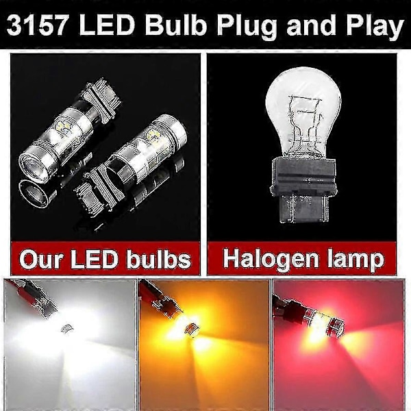 2 stk Canbus for Jeep Grand Cherokee 2011 2012 2013 3157 LED Dagkjørelys Pærer P27/5w P27/7w T25 Auto DRL Lampe (FMY) 2pcs LED Red