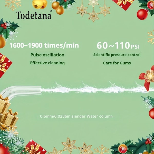 Vattenfloss - Trådlös Laddningsbar Tandspruta Med 3 Lägen, Inbyggd Tank Och Kraftfull Batteritid För Hemma Och Resor, Tandvård, Tandställning (FMY) Lemon Yellow Water flosser with two nozzles