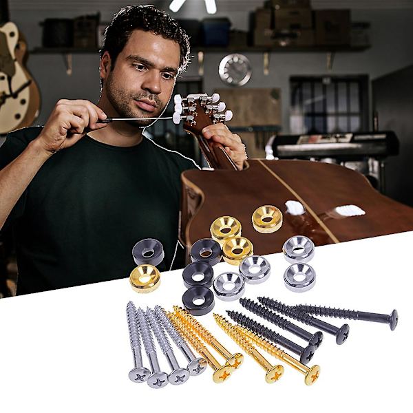 4 st gitarrhalsbussningar set gitarrhalsmonteringsskruvar basbussningar med muttrar (FMY) Gold