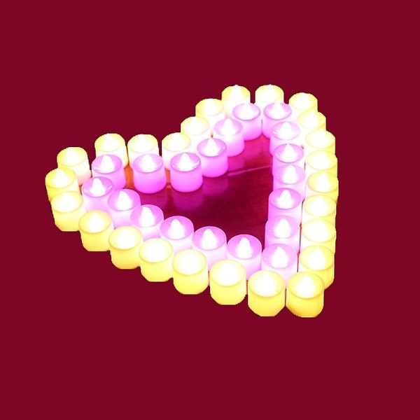 24 stk batteridrevet LED stearinlys Lampe Fargefull Flammefri telys For Hjem Bryllup Bursdagsfest dekorasjon (FMY)