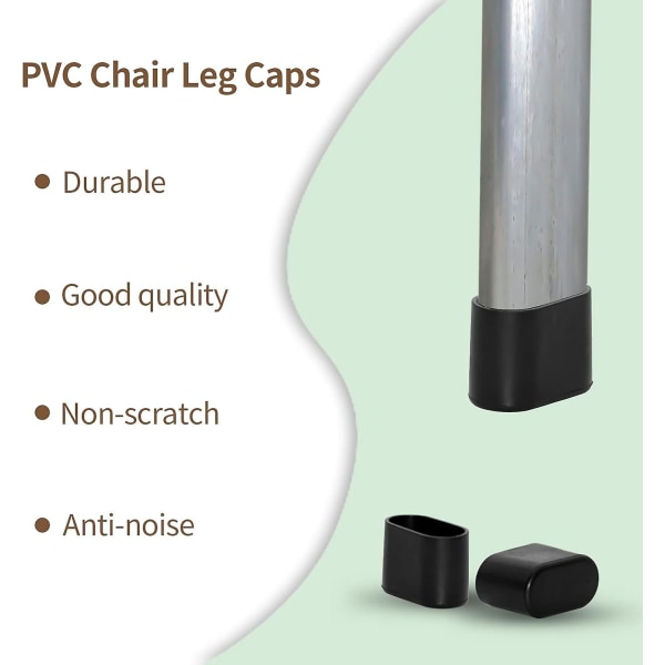 Pakkaa jälkiä jättämättömät pehmeät pvc-tuolin jalkasuojat huonekalujen tai pöytälattian suojaamiseksi 20 x 40 mm, musta, soikea (FMY)