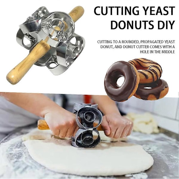 Roterende Donut Cutter Rask Mattrygg Dough Baking Roller Praktisk Donut Maker for Bakerier Hjem (FMY) A