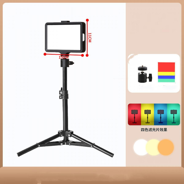 Kannettava valokuvausvalaistussarja Himmennettävä LED-videovalo pidikkeellä ja värisuodattimilla pöytätasolle/matalakulmaiseen valokuvausvideostudioon (FMY)