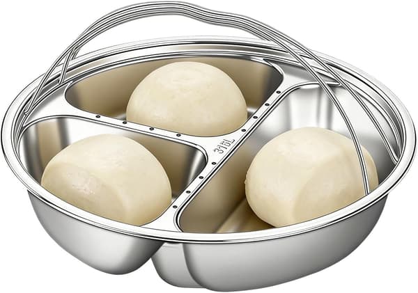 Opdelt serveringsbakke – Serveringsfad i rustfrit stål med håndtag | Opdelt appetitbakke (FMY)
