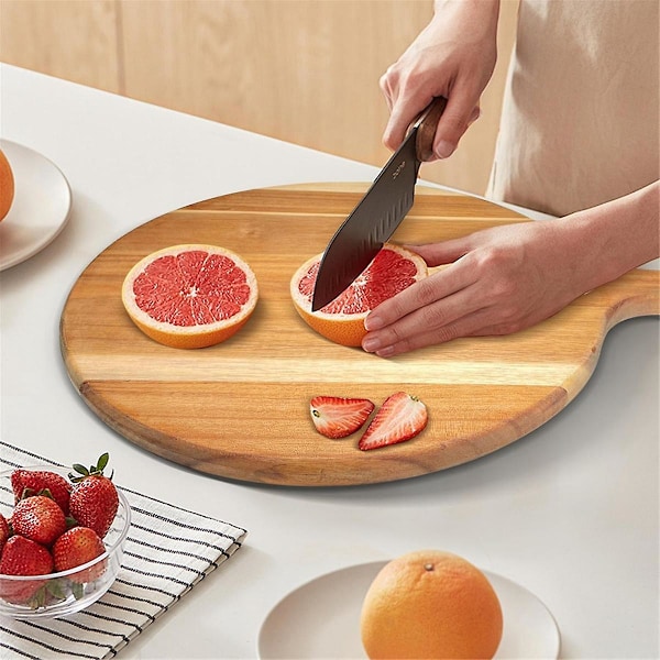 Vändbar Deviled Egg Platter Charcuterie Board 24 Hål Trä Tjock Äggbricka Bänkskiva Kyckling Äggbehållare  (FMY) Wood Color