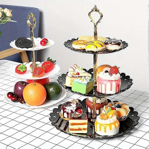 3-Etagers Elegant Dessert Display Stand - Plastik, Let at Samle til Fester & Bryllupper, Bærbar & Vaskbar (FMY) Transparent