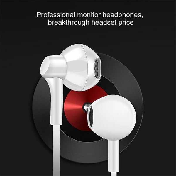 3m lange kablede kontrolhovedtelefoner In-ear klar bas ergonomisk overvågningshovedtelefon mobil smartphone-hovedtelefon stereo musikøretelefon (FMY) White