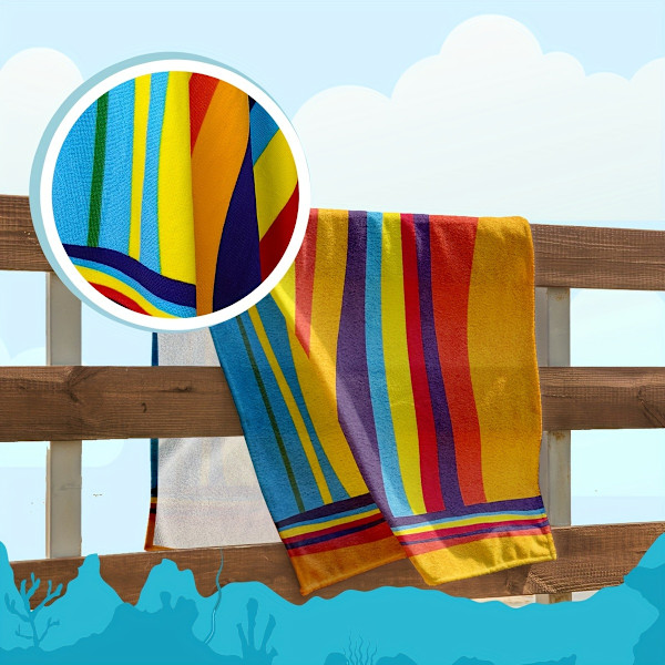 Extra Stor Lyxig Randig Strandhandduk - Supersoft, Plysch Mikrofiber för Omedelbar Torkning, Sandsäker och Skonsam mot Huden - Perfekt för T  (FMY) A