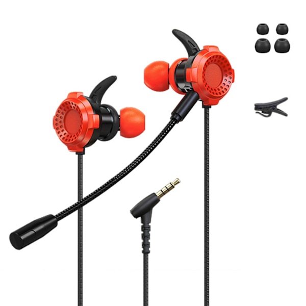 G7 Universal 3,5 mm kablet spillhodetelefon med mikrofon for telefon/datamaskin (FMY) Red Standard Version*
