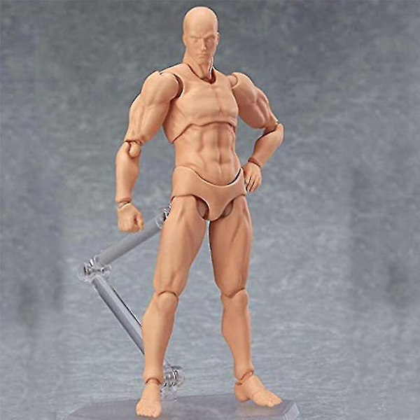 Kroppsdocka, Konstnärsdocka Blockhuvud Ledat Mannequin Rittningsfigurer Man+Kvinna Set (Grå)  (FMY)