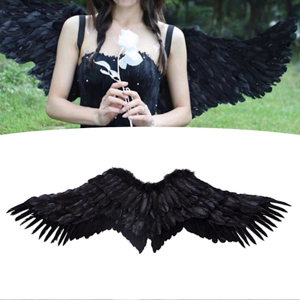 Ängelvingar för Män Kvinnor Handgjorda Fjädervingar Cosplay Kostymrekvisita Halloweenfest Scenföreställning Tillbehör (FMY) White M