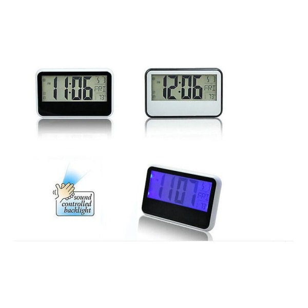 Suuri äänetön LCD-seinäkello lämpötila- ja kosteusnäytöllä, kello päivällä ja päivämäärällä, digitaalinen seinäkello kotitoimistoon (FMY)