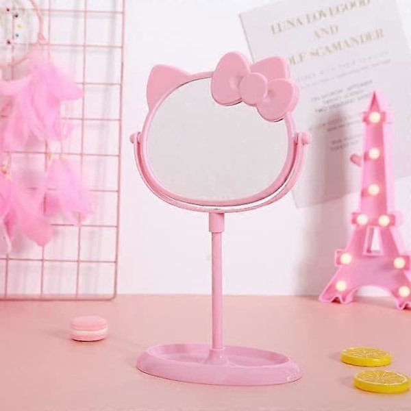 Sminkbordsspegel, Kattungeform – Kawaii & Sminkspegel för Badrum eller Sovrum – Rosa, Födelsedagspresent för Hello Kitty-fans (FMY)
