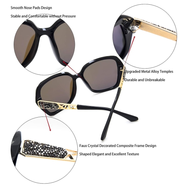 Store Solbriller Dame Vintage Retro Polariserte Solbriller UV-beskyttelsesbriller