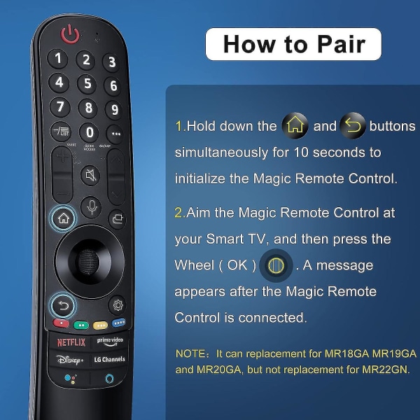 Mr21ga för 2021 Lg-magic-fjärrkontroll med pekare och röstfunktionsersättning för Lg Uhd Oled Qned Nanocell 4k 8k Smart Tv (FMY)