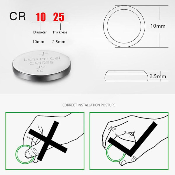 Cr1025 Batterier Knappcells Batteri Perfekt För Fjärrkontroll Mångsidig Användning  (FMY) One card