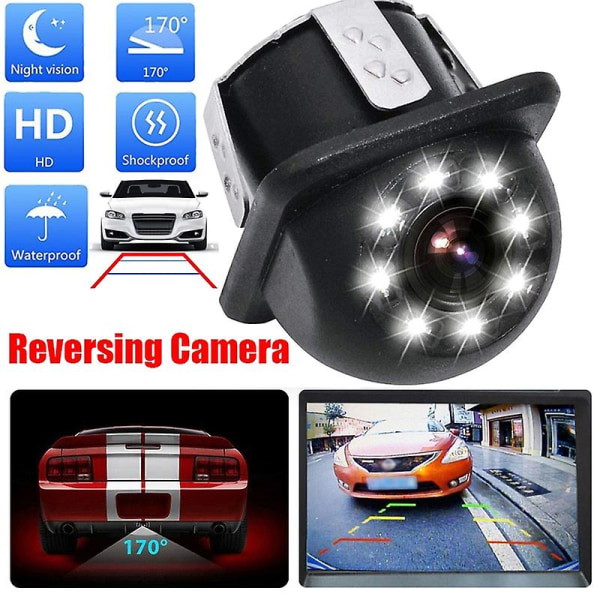 Bil bakkamera 8 led rund bakkamera Night Vision bakning auto parkeringsmonitor 170 graders bakkamera (FMY)