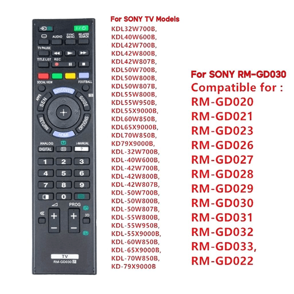 Rm-gd032 Rm-gd022 Rm-gd030 TV Fjernkontroll Rmgd030 Perfekt For Kdl32w700b (FMY)