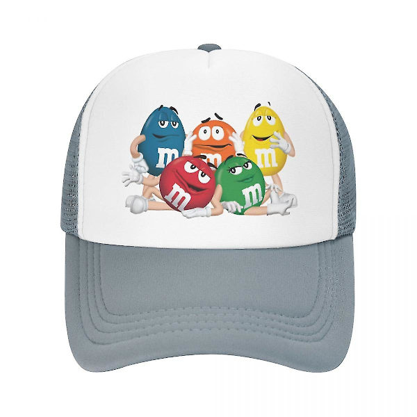 Personoitu M&amp;m's suklaa baseball-lippis ulkoiluun miehille ja naisille, säädettävä hauska karkki-meemi rekkakuskin hattu kevät (FMY) Gray