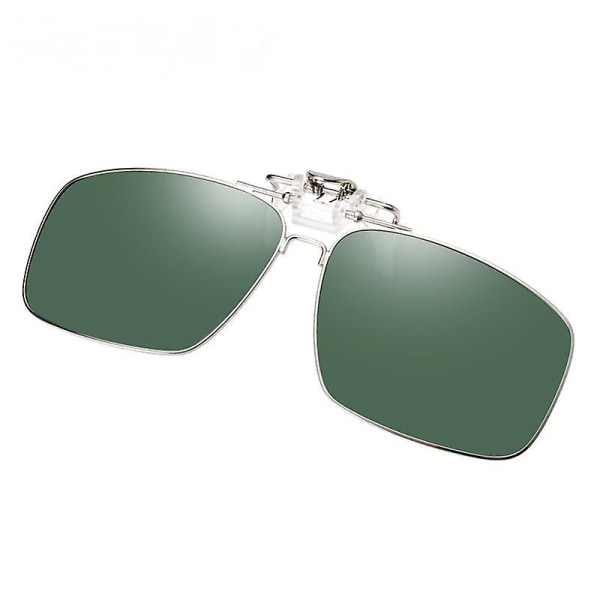 Polarisert klips på solbriller rammeløs flip-up linse for reseptbelagte briller-grønn (FMY)