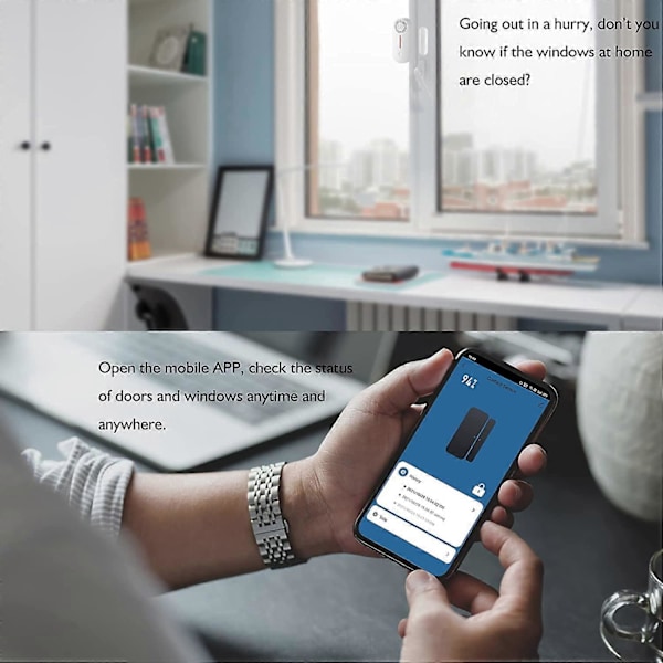 WiFi Ovi- ja ikkuna-hälytin, 100dB sireeni, Tuya App -kaukosäädin, Ajastettu aktivointi/poiskytkentä, Säädettävä äänenvoimakkuus, Langaton kodin hälytin (FMY)