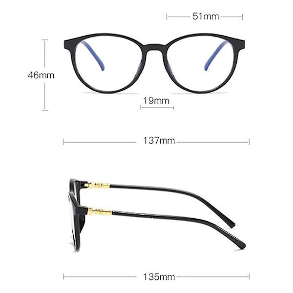 Unisex Stilful Firkantede Briller Uden Styrke Klar Linse Øjenbryn Sort (FMY)