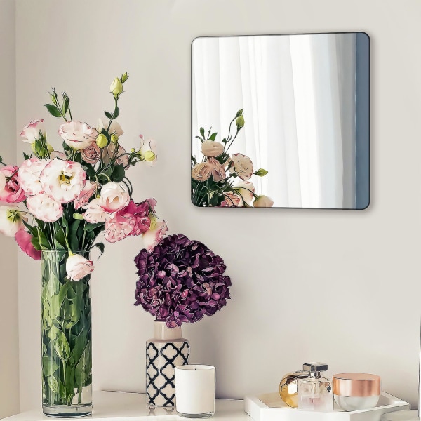 Selvklebende speil selvklebende speilfliser 2 mm tykke akrylpinne på veggspeilark Avtakbare speilklistremerker for hjemmedekorasjon (FMY) 15cm-5.91in